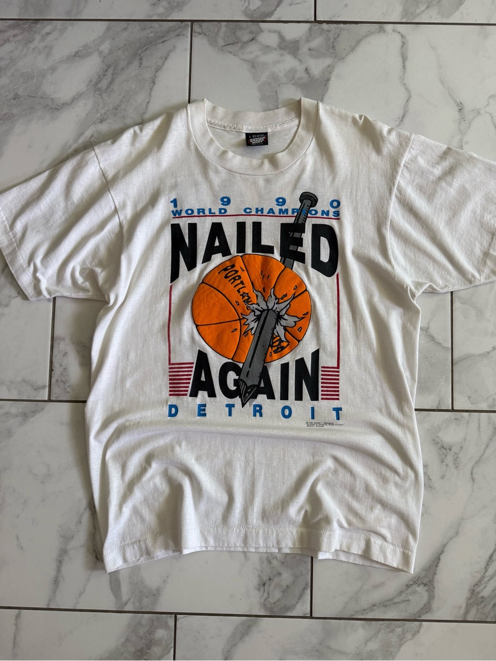 Vintage Detroit Pistons 1990 NBA Champions Back to Back ‘Nailed Again’ RARE Tee